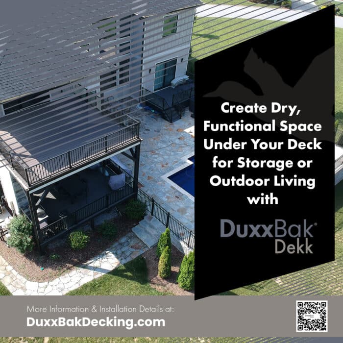 DuxxBak Dekk allows you to expand your outdoor living area with more dry functional space under your deck.