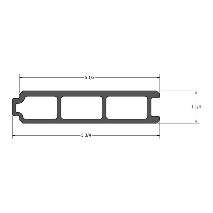 Technical drawing image showing the measurements of the IDekk T&G composite deck board.