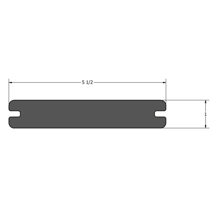 Technical drawing image showing measurements of the OPtima Dekk grooved composite deck board.