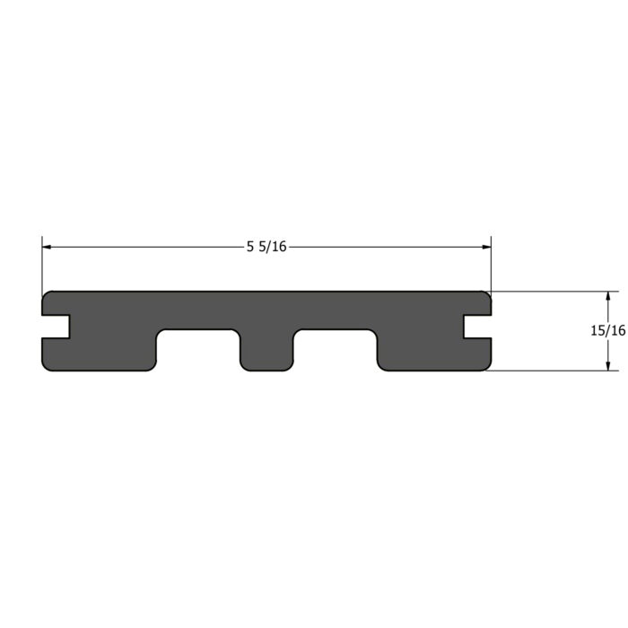 Technical drawing with measurements of the Optima Dekk LT composite decking profile.