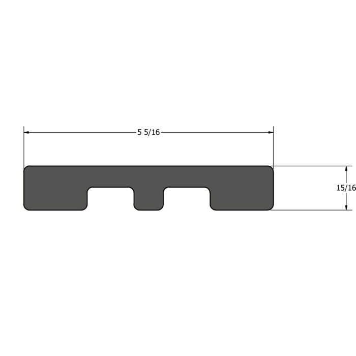 Technical drawing image showing the measurements of the Optima Dekk LT smooth side composite deck board.